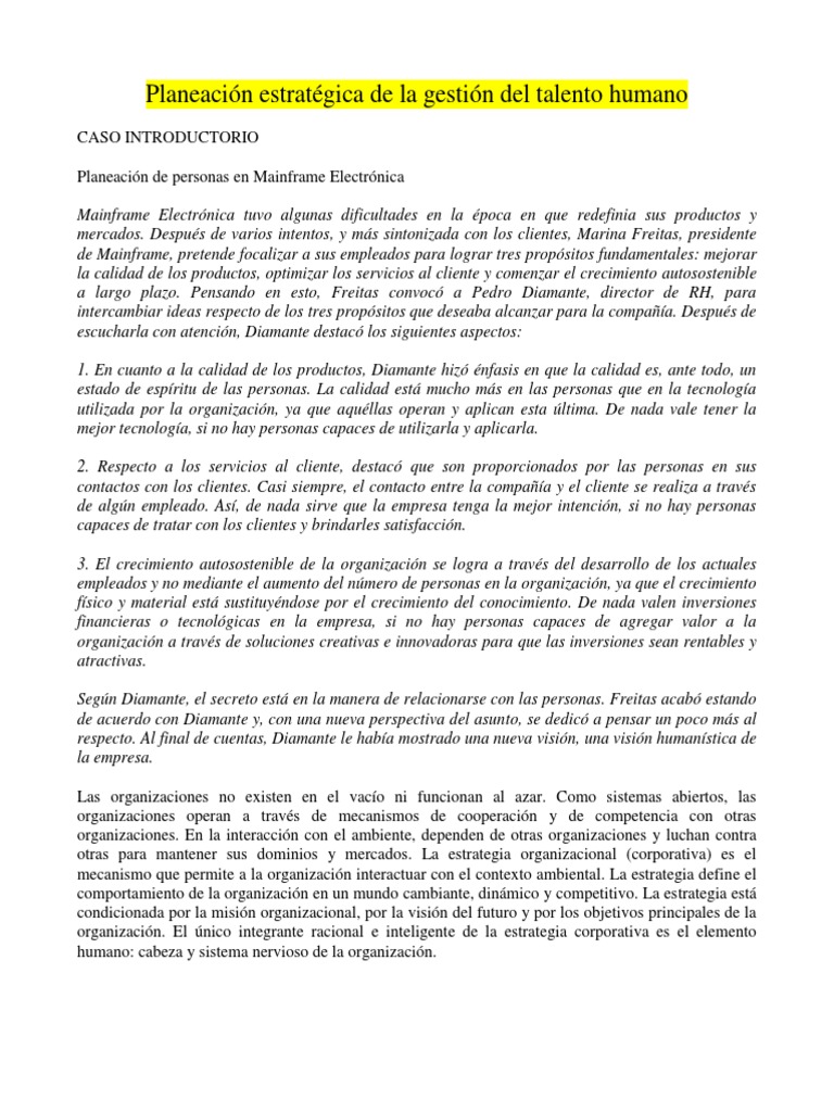 Estrategia en Gestión del Talento Humano | PDF | Planificación ...