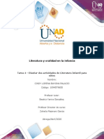 Formato Tarea 3 - Diseñar Dos Actividades de Literatura Infantil para Niños Cindy Lorena