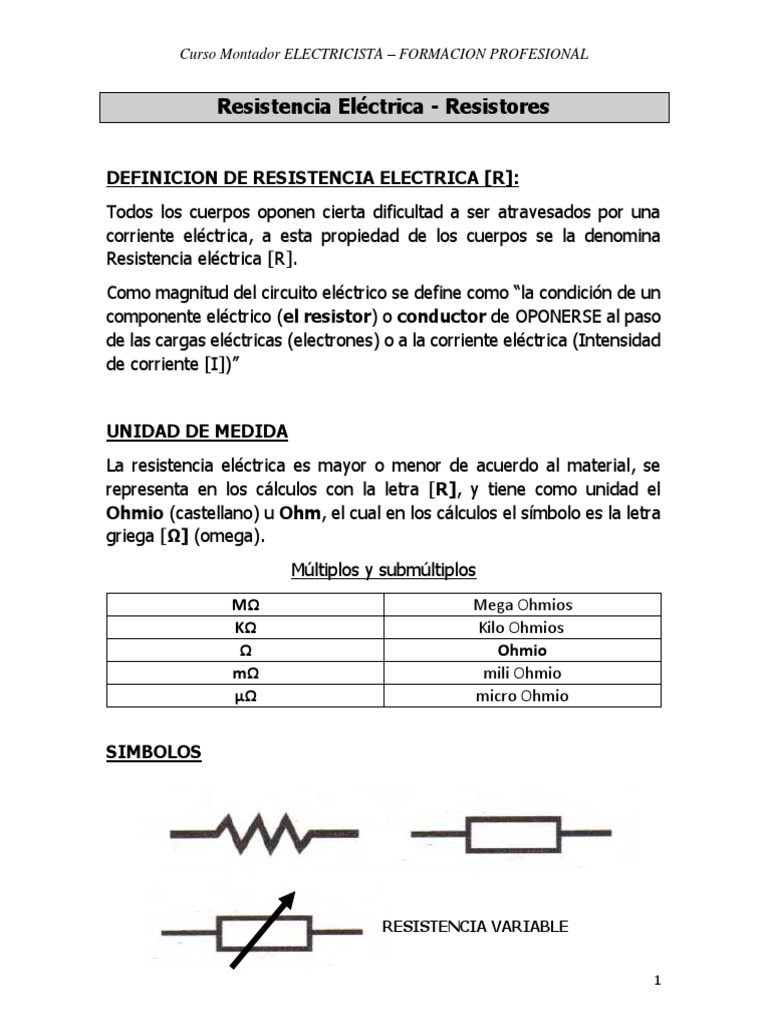 Definición y Tipos de Resistencias Eléctricas | PDF | Resistencia ...