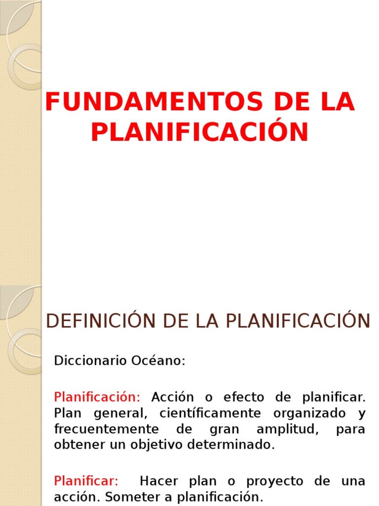 Fundamentos de La Planificación | PDF | Planificación | Presupuesto