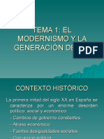 Tema 1. El Modernismo y La Generación Del 98