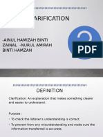 Seeking Clarification: - Ainul Hamizah Binti Zainal - Nurul Amirah Binti Hamzan