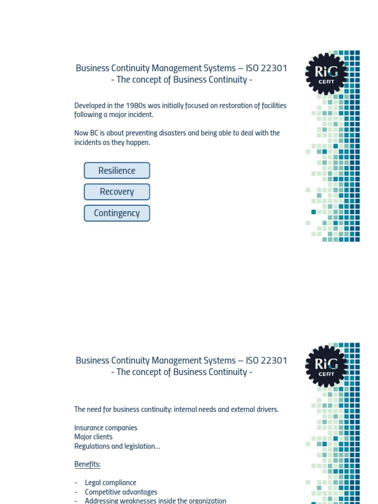Business Continuity Management Systems - ISO 22301 - The Concept of ...