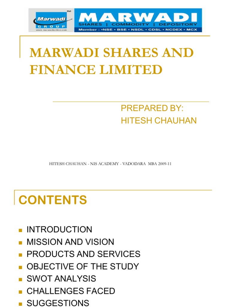 Prepared By Hitesh Chauhan Pdf Stocks Marketing