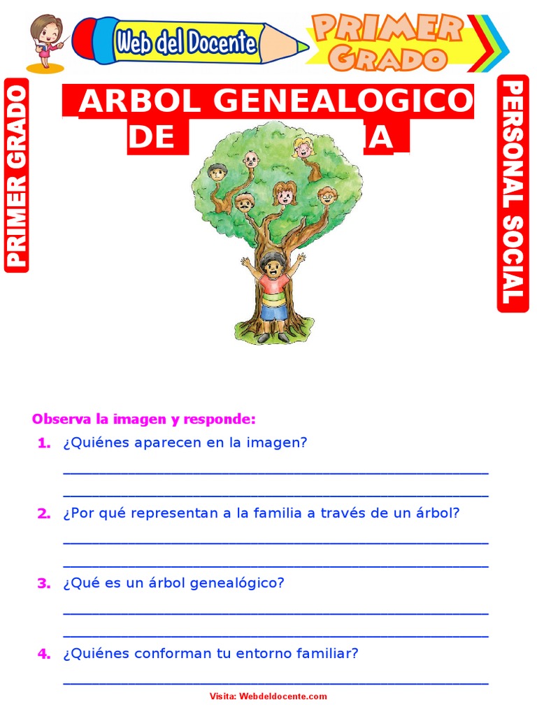 Arból Genealógico de La Familia para Primer Grado de Primaria | PDF | Salud  y bienestar, image size:768x1024