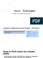 Statistics: Averages: Finding - Mean, Median Mode and Range