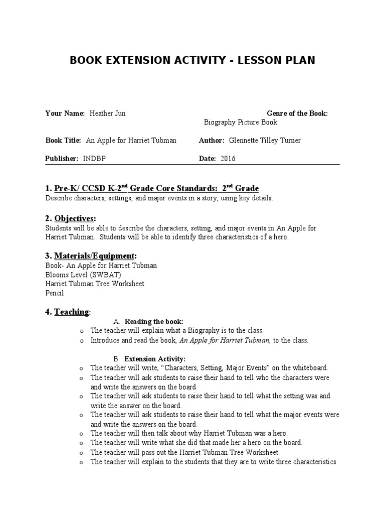 Biography Extension Activity Lesson Plan PDF
