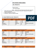 Ficha de Especificación Técnica Arroz