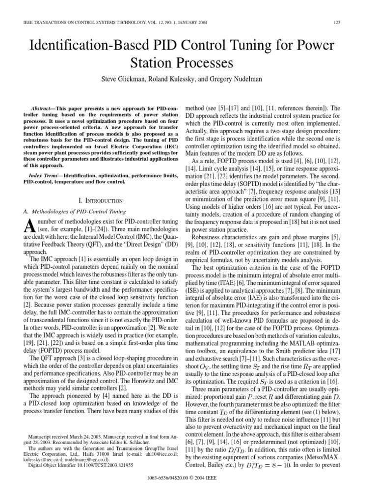 Clase07-Identification-Based PID Control Tuning For Power PDF | PDF ...