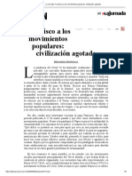 La Jornada - Francisco A Los Movimientos Populares - Civilización Agotada