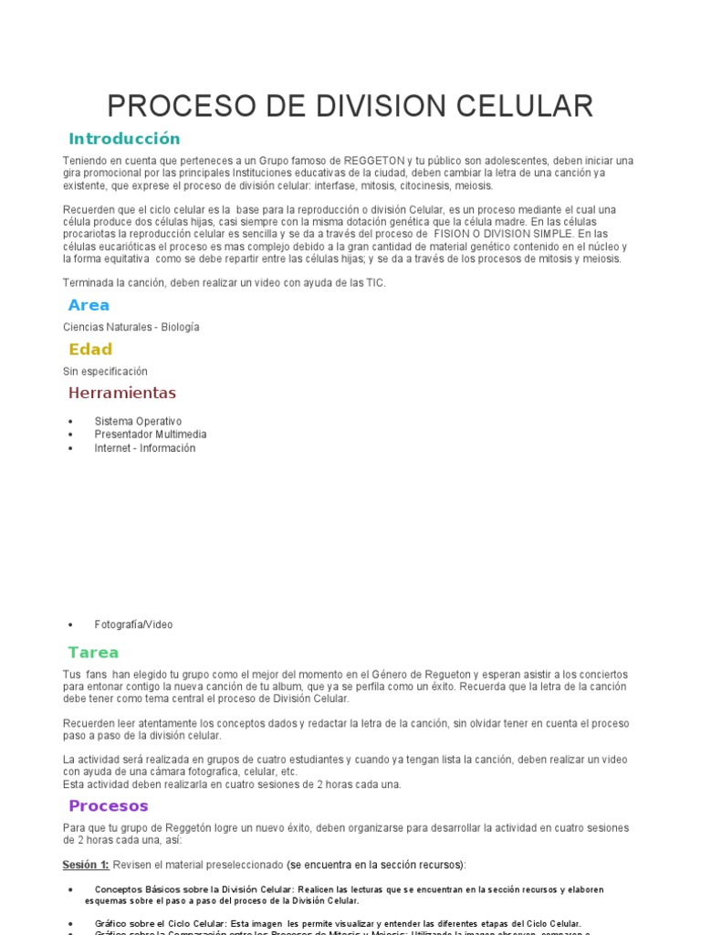 Proceso De Division Celular Introduccion Mitosis Biologia Celular scribd