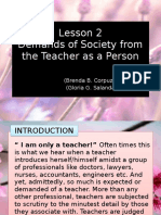 Lesson 2 Demands of Society From The Teacher As A Person