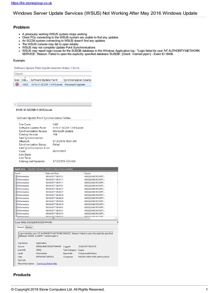 Windows Server Update Services (WSUS) Not Working After May 2016