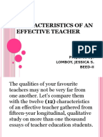 Characteristics of An Effective Teacher: Prepared By: Lomboy, Jessica S. Beed-Ii