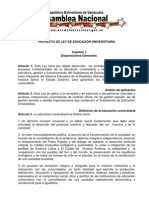 PROYECTO DE LEY DE EDUCACIÓN UNIVERSITARIA (VENEZUELA )