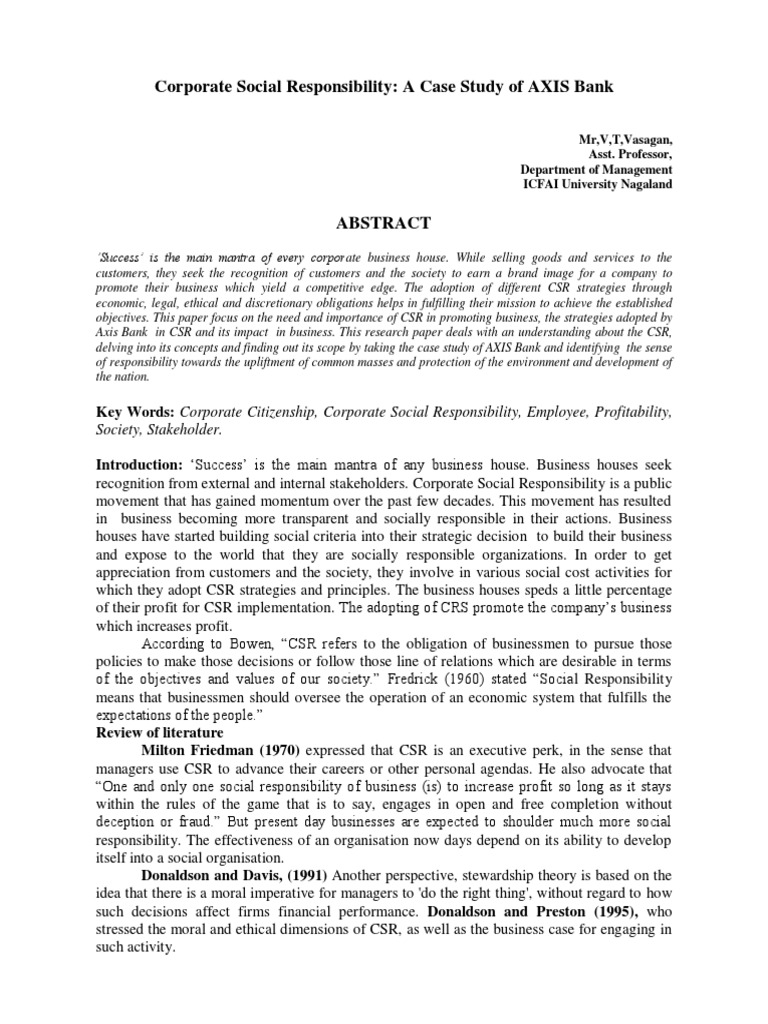 Axis Bank's CSR Strategies and Impact | PDF | Corporate Social ...