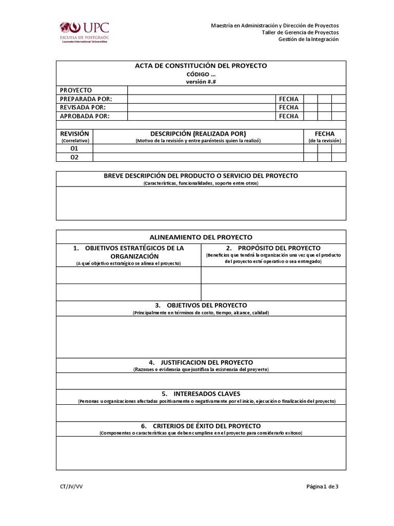 Acta de Constitución del Proyecto | PDF | Business | Science
