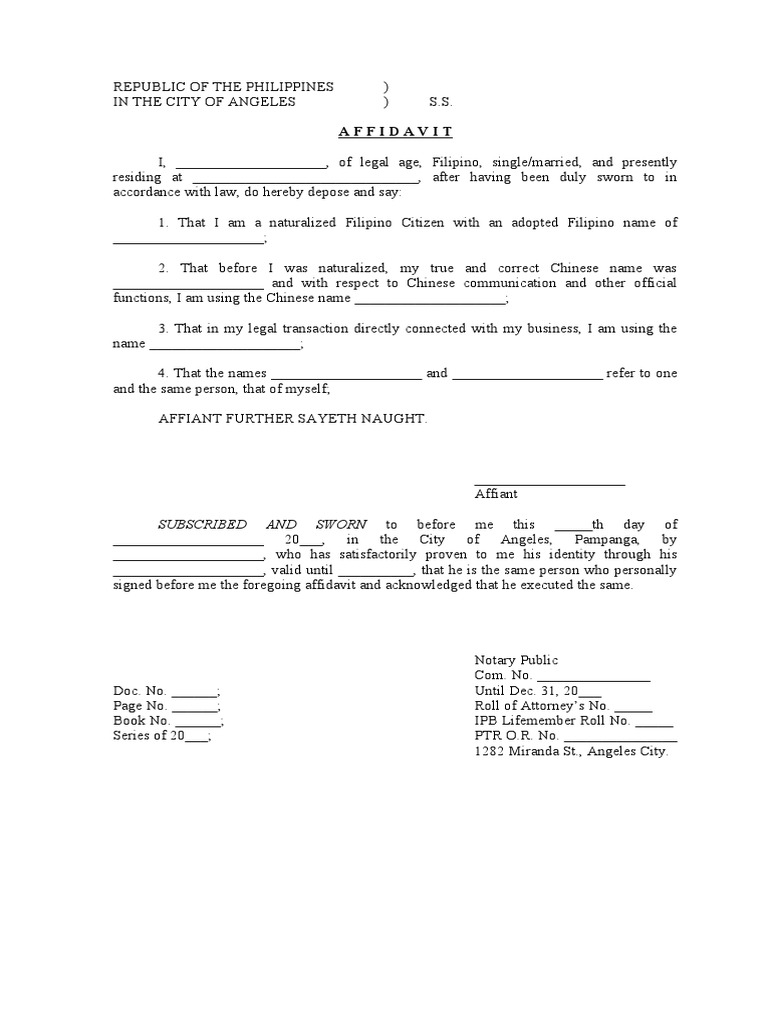 Affidavit of Name Declaration in Philippines | PDF