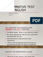 Summative Test in English - Spelling, Complex Sentences