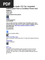 DIY Home Made 12V Car Jumpstart Battery Pack From A Cordless Power Tool Battery