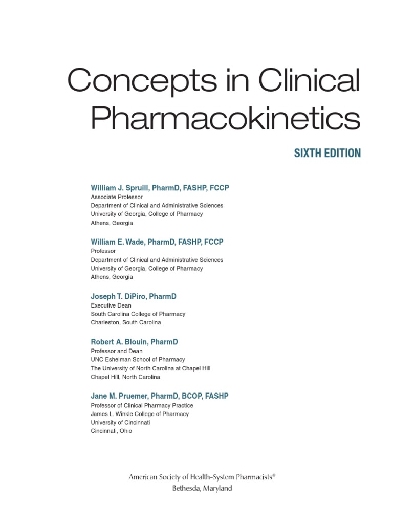 Conceps In Clinical Pharmacokinetics Pdf Pharmacokinetics Pharmacology