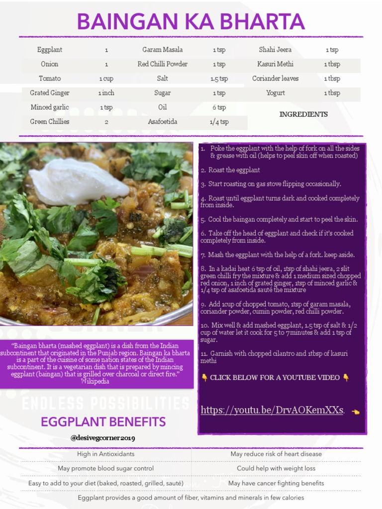 Baingan Bharta PDF Eggplant Asian Cuisine