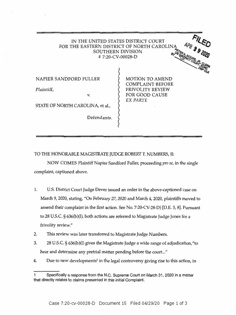 15 Motion To Amend PDF Pleading Complaint