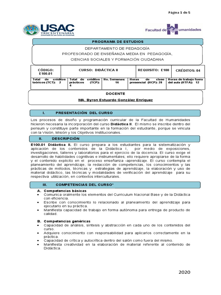 Curso Didáctica II: Contenidos y Competencias | PDF | Plan de estudios ...