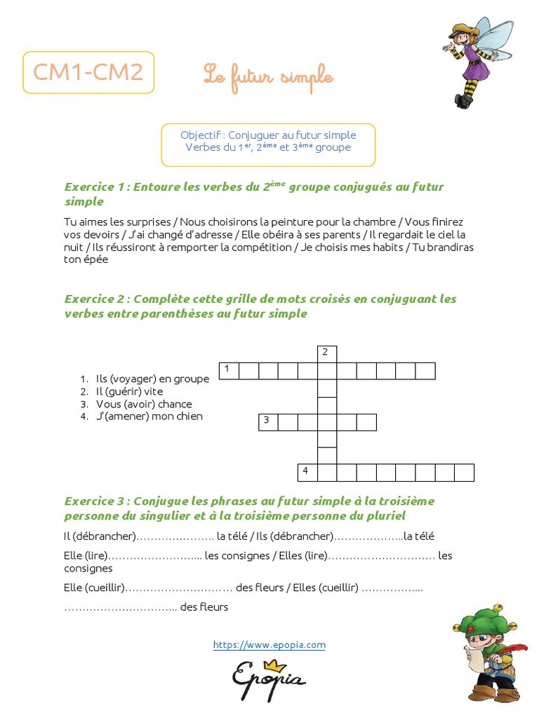 Passé Présent Futur Cm1 Exercices à Imprimer Fiche Exercice Futur Simple CM1-CM2 PDF | PDF | Verbe | Conjugaison
