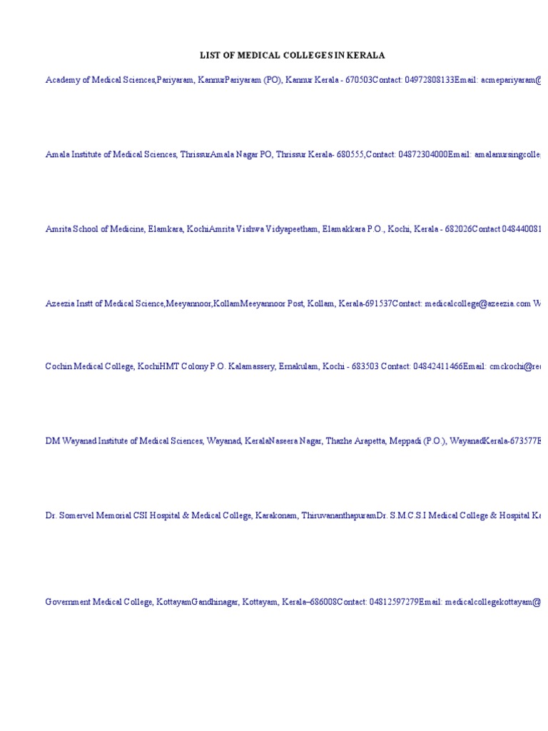 List of Medical Colleges in Kerala | PDF | Kerala