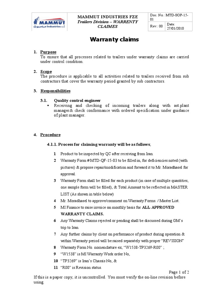 Streamlined Warranty Claims Process for Trailers PDF Business