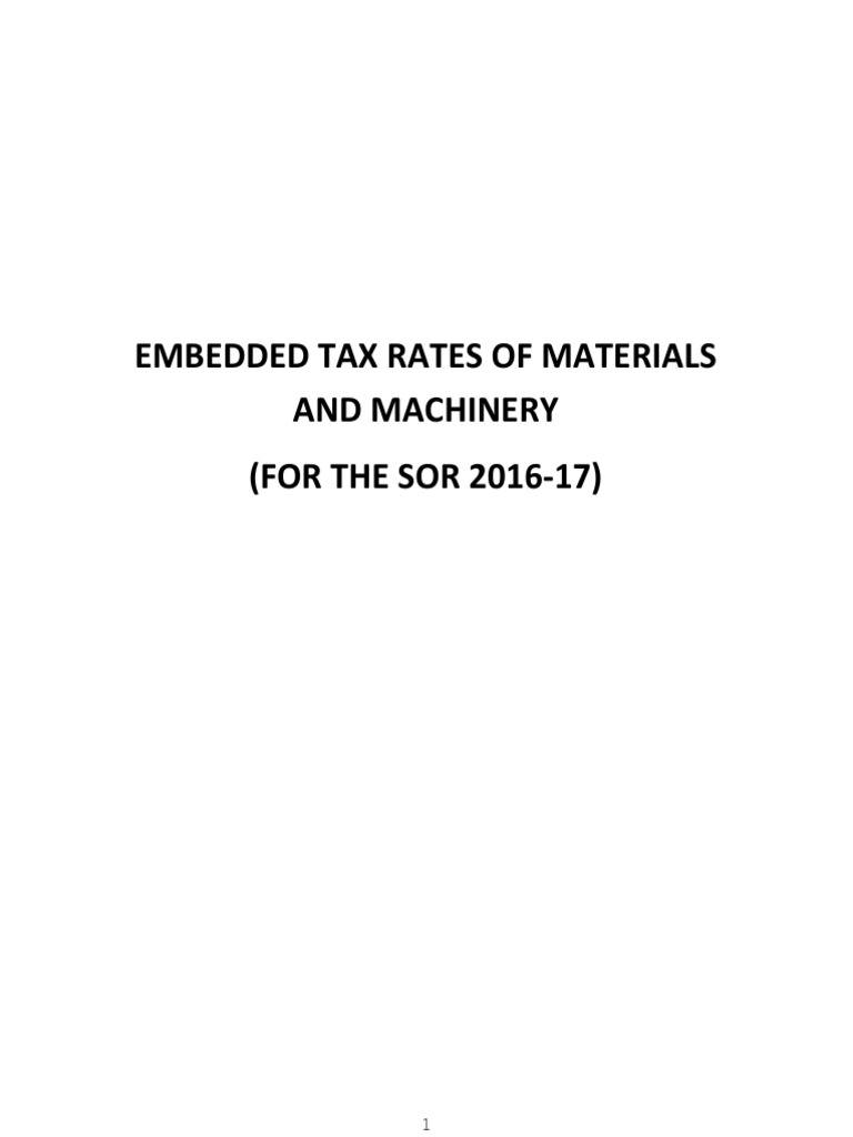 Schedule of Rates for Materials and Machinery for the Year 201617