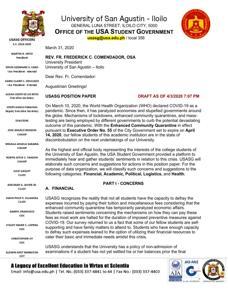 USASG COVID-19 Position Paper 2020 | PDF | Social Science