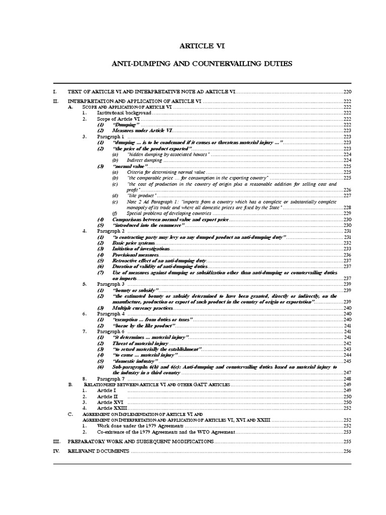 Understanding AntiDumping and Countervailing Duties under Article VI of GATT PDF Dumping