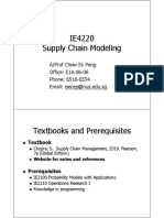 IE4220 Supply Chain Modeling: A/Prof Chew Ek Peng Office: E1A-06-06 Phone: 6516-6554 Email: Isecep@nus - Edu.sg