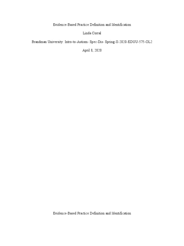 EvidenceBased Practice Definition and Identification PDF Evidence Based Medicine Evidence