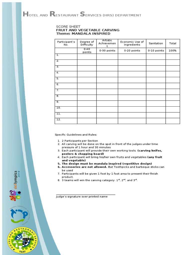 Skillympics Score Sheet 2018 | PDF | Flower Bouquet | Gardening