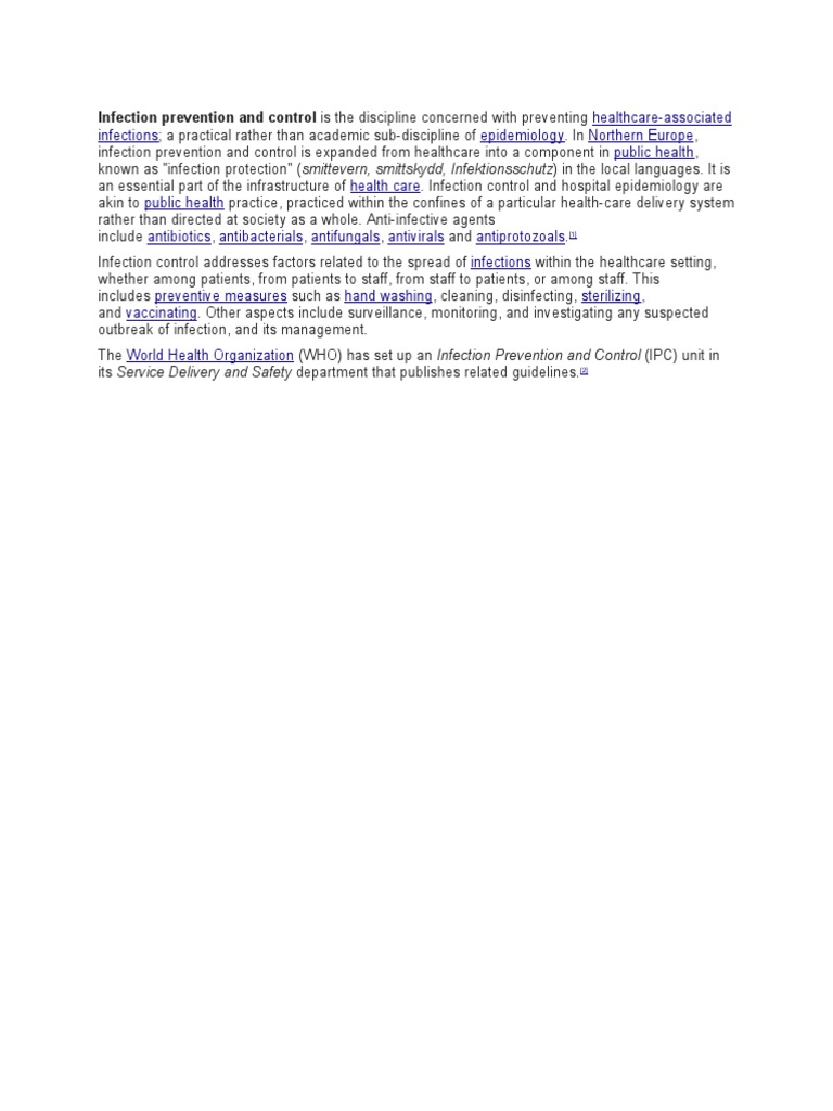 Infection Prevention and Control | PDF