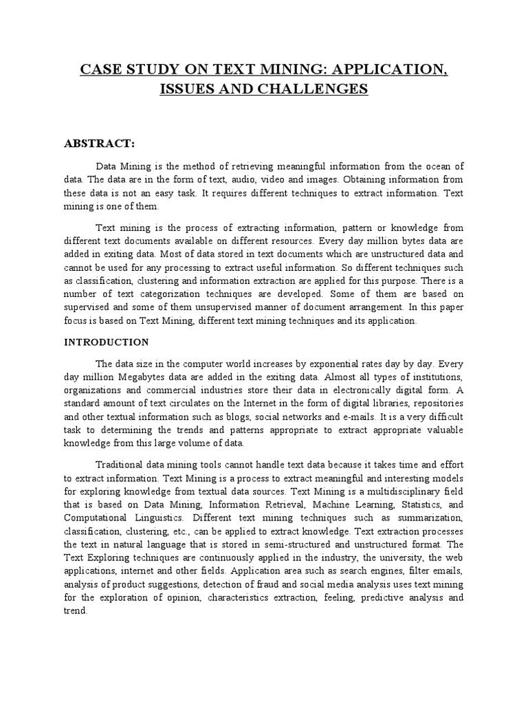 Text Mining Techniques and Challenges | PDF | Data Mining | Cluster ...