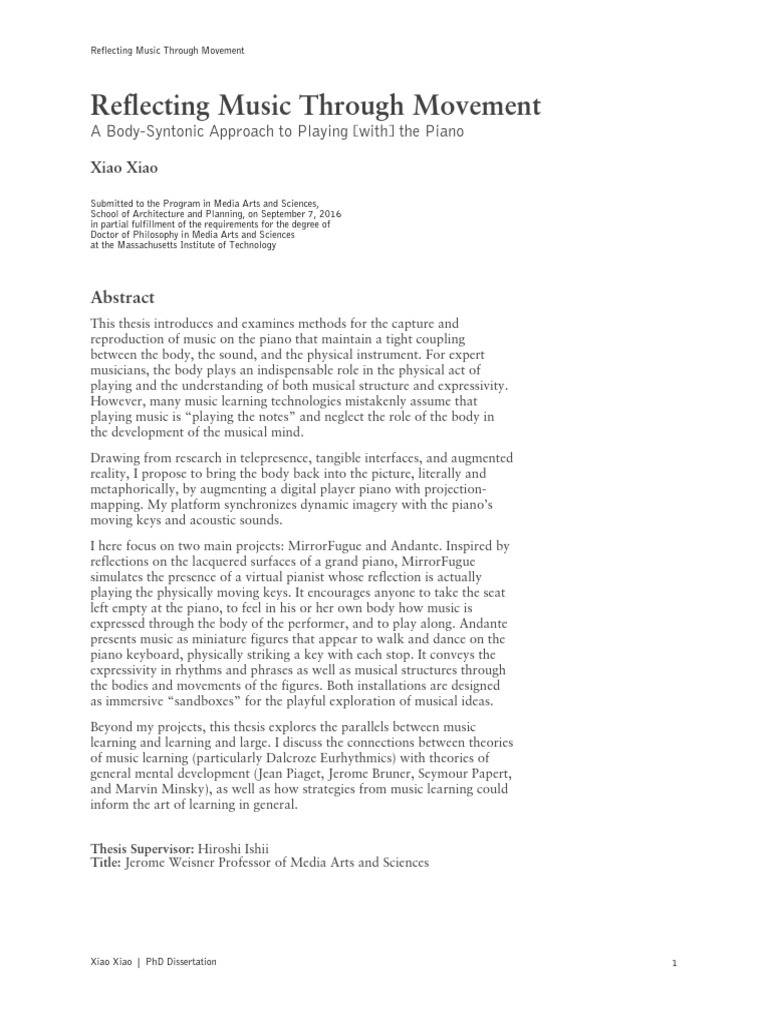Body-Syntonic Piano Learning Methods | PDF | Piano | Thesis