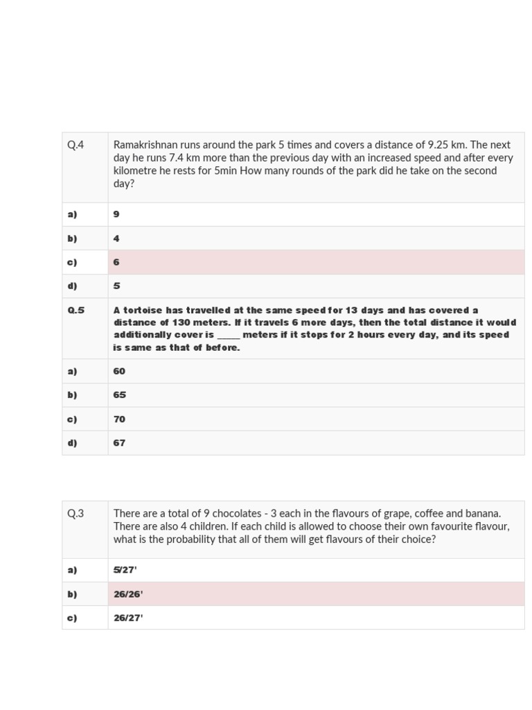 Math Problem Solving Questions | PDF | Sports & Recreation | Wellness