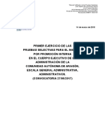 Primer ejercicio pruebas selectivas promoción interna Cuerpo Ejecutivo Aragón