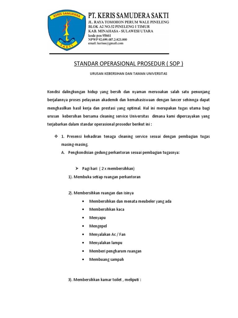 Sop CS Pt. KSS | PDF