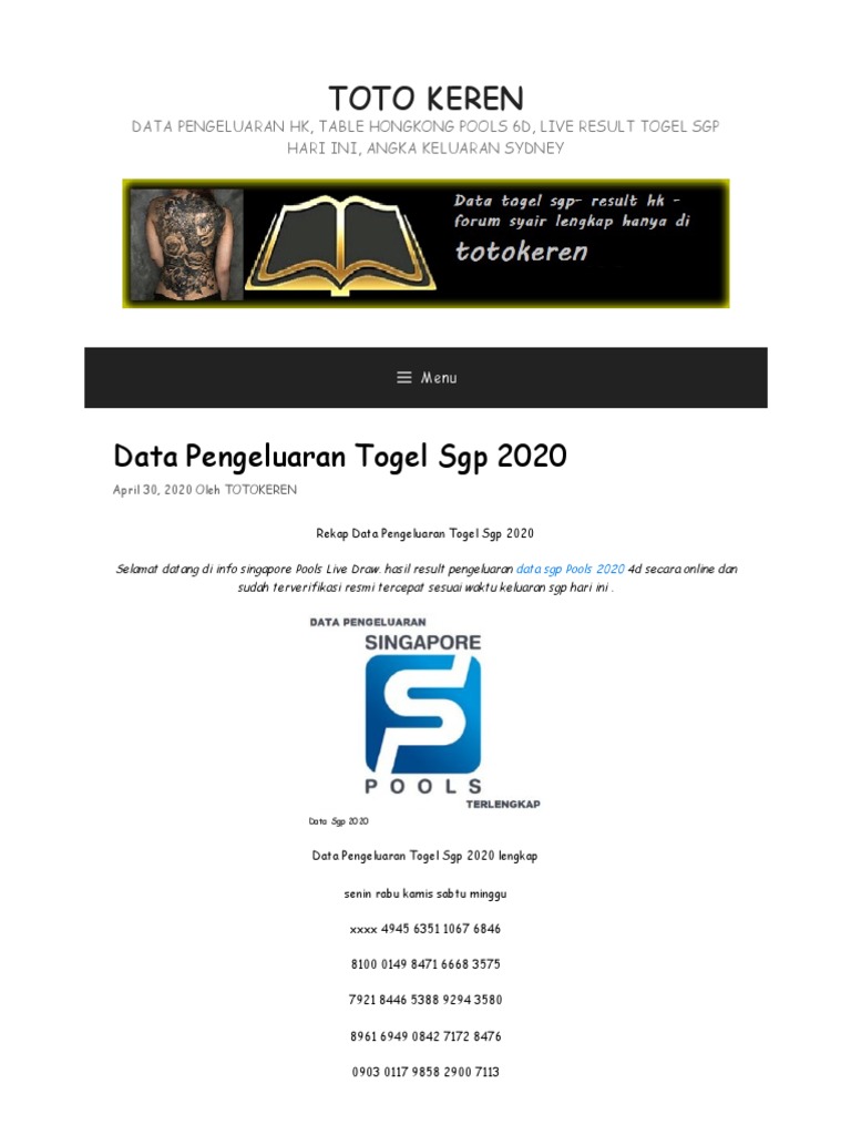 Togel Sdy Hari Ini 6D
, Data Sgp 2020