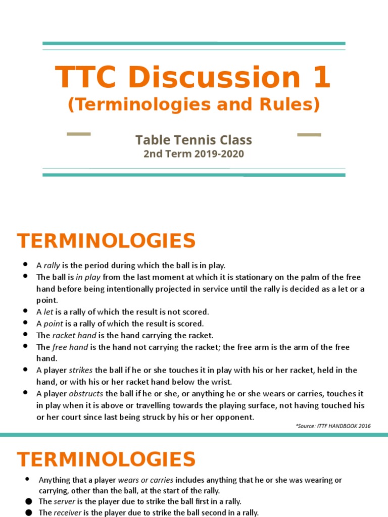 TTC Discussion 1 (Terminologies and Rules) Download Free PDF Table