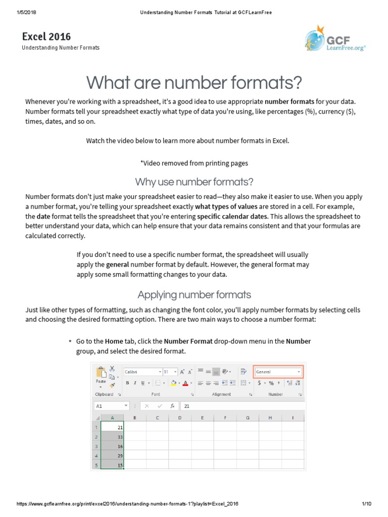 8-Understanding Number Formats Tutorial at GCFLearnFree | PDF ...