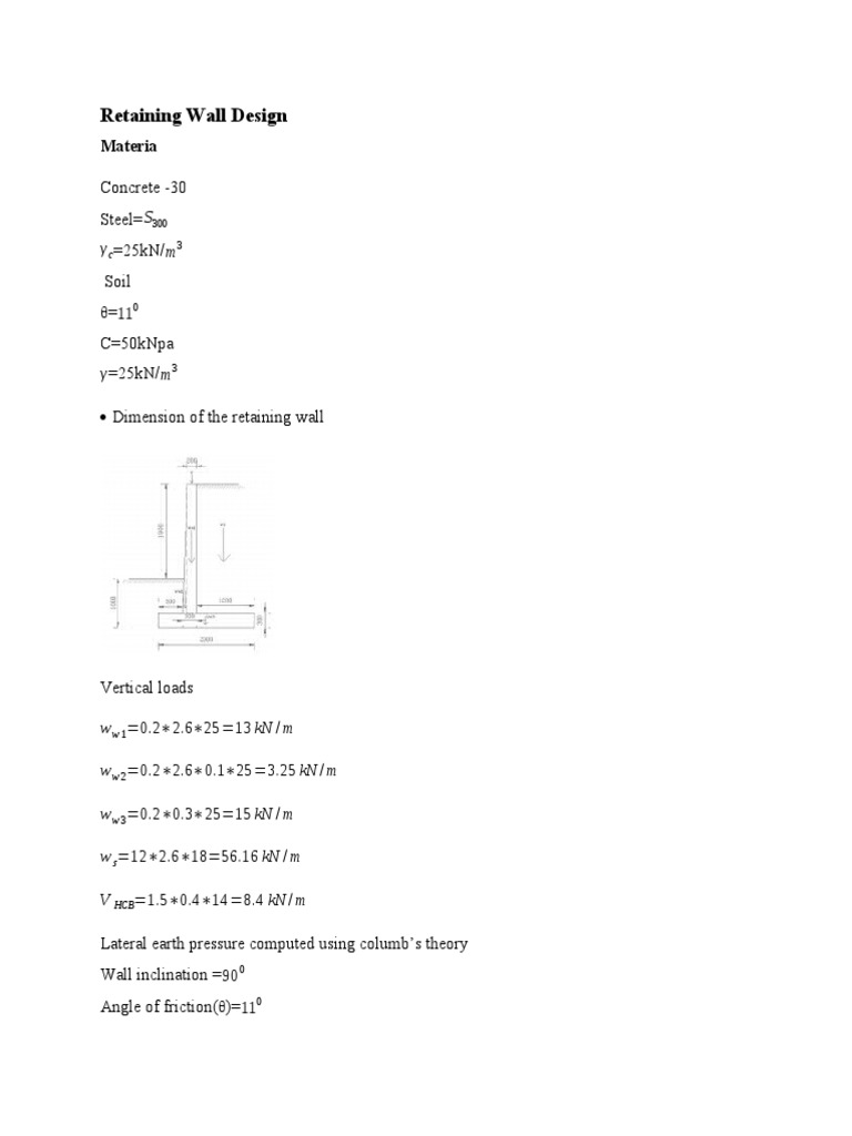 Retaining Wall Design | PDF | Bending | Materials Science