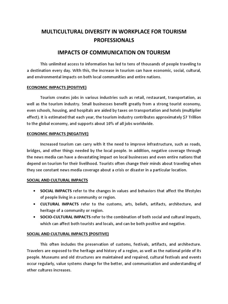 Impacts of Communication On Tourism PDF | PDF | Tourism