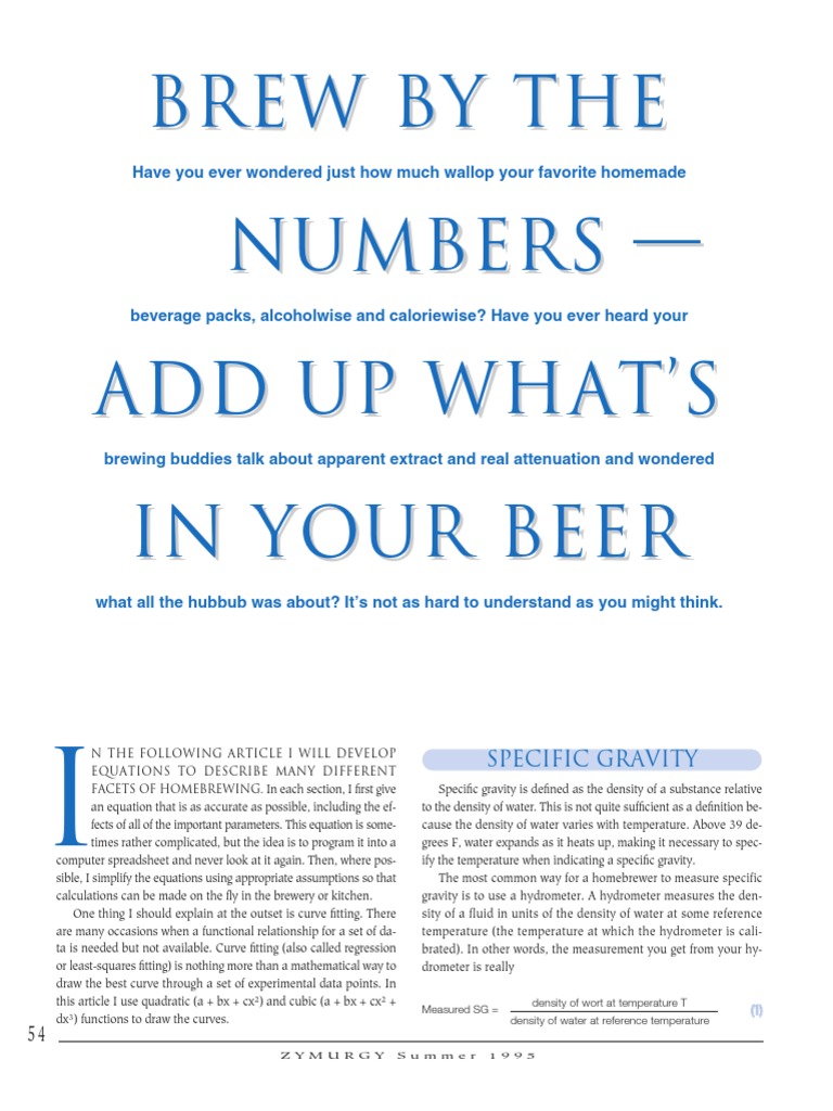Math in Mash SummerZym95 PDF | PDF | Alcoholic Drinks | Food And Drink ...