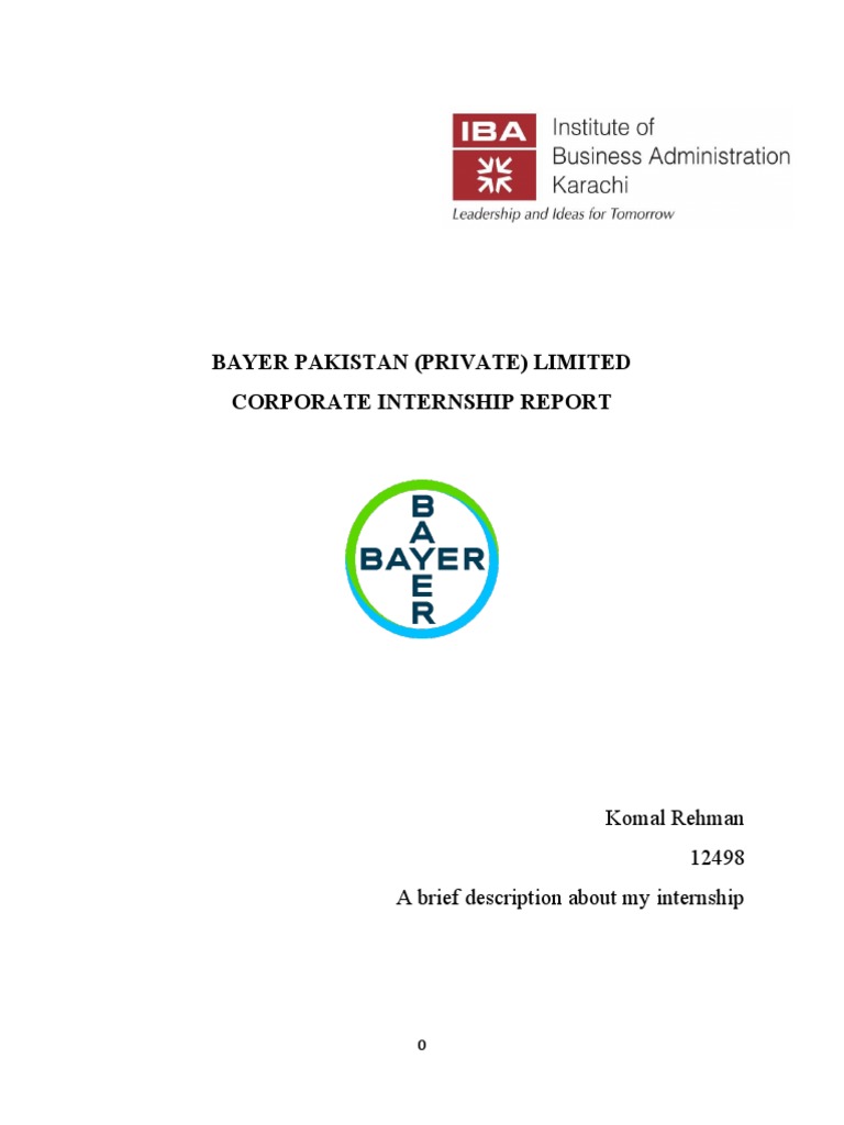 Bayer Pakistan Private Limited Corporate Internship Report Bayer Agriculture